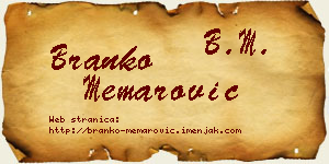Branko Memarović vizit kartica